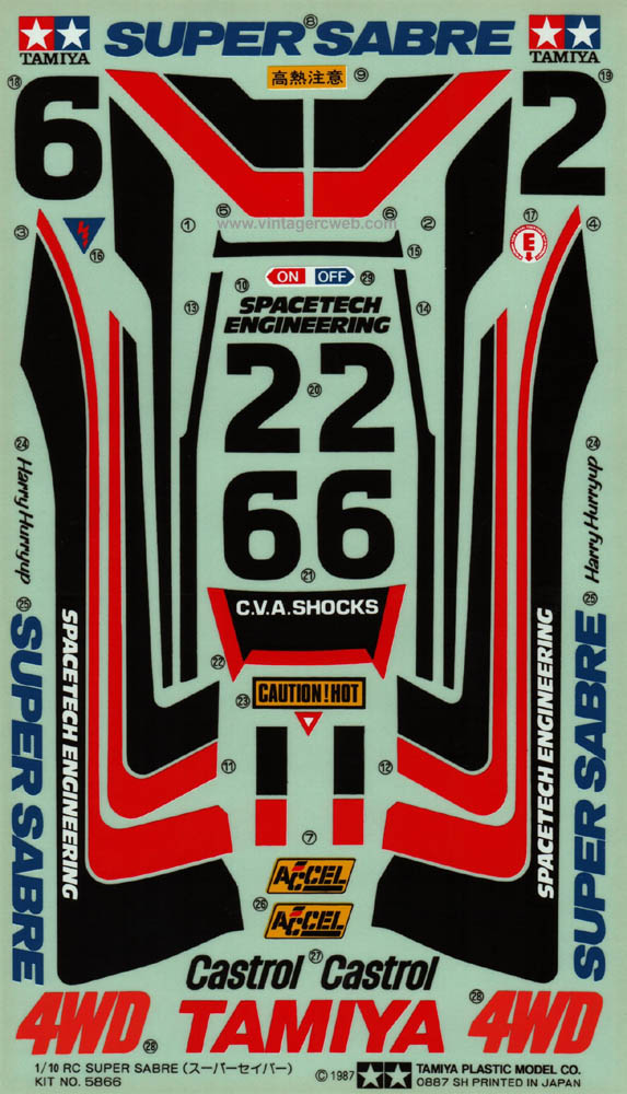 Super Sabre 1/10 RC Stickers Decal Sheet Customized vintage 90s